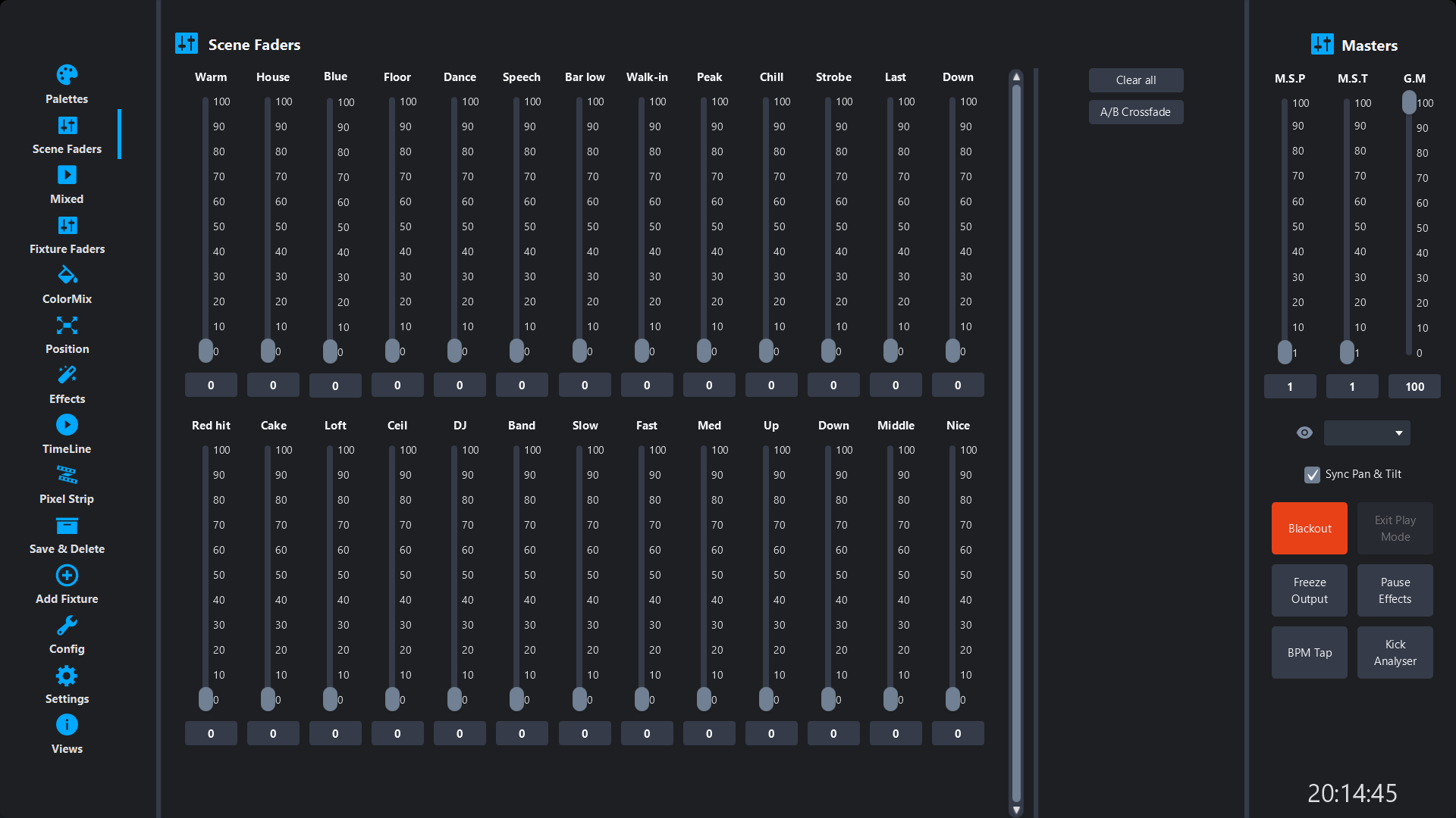 Scene faders in Simple DMX Controller